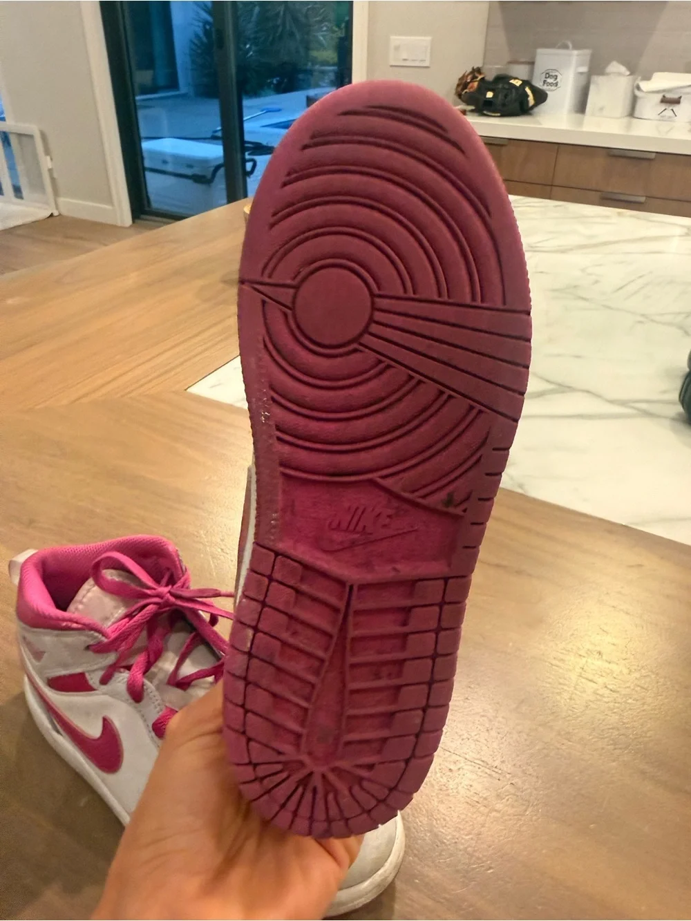 Nike Jordan 1 Mid Kids High-Top Sneakers in Hot Pink and White